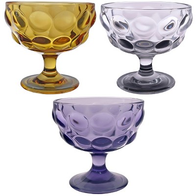 Slickblue Bubble Style Ice Cream Dessert Bowl - Set of 3 in 3 Colors Options