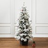 LuxenHome 4.5Ft Pre-Lit Snow Flocked Full Pine Potted Artificial Christmas Tree Green - 4 of 4
