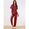 cheibear Women's Buton Down Sleepwear with Pants Nightwear Lounge Pajama Set 2 Pcs - 2 of 4