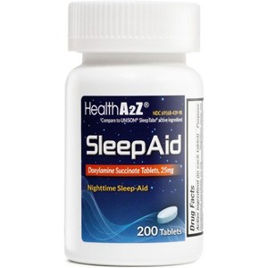HealthA2Z – Sleep Aid Doxylamine Succinate 25 mg – 200 Tablets - 1 of 4