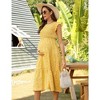 Maternity Short Sleeve Smocked Summer Dress Crew Neck Casual Midi Dress Baby Shower Photoshoot - 4 of 4