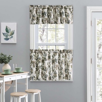 Madison Blue Floral Cotton Blend Rod Pocket Valance
