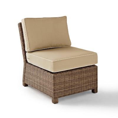 Brandenton Weathered Outdoor Wicker Armless Chair - Brown - Crosley