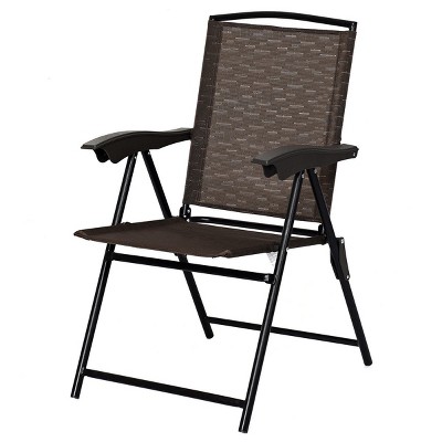 Brown and Black Adjustable Steel Folding Patio Chairs, Set of 4