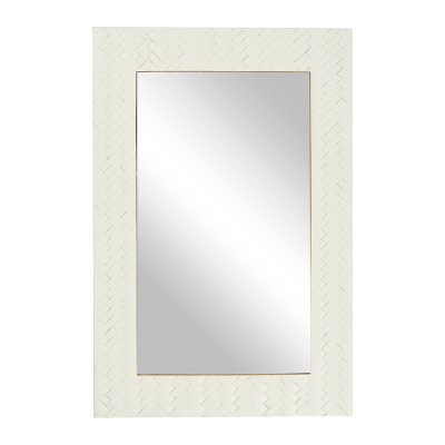24" x 36" Contemporary Bone Rectangular Wall Mirror White - Olivia & May