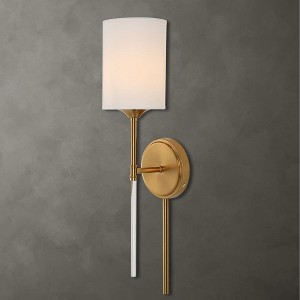 Uttermost Awyr 1 Light Brass Sconce, White - 1 of 4