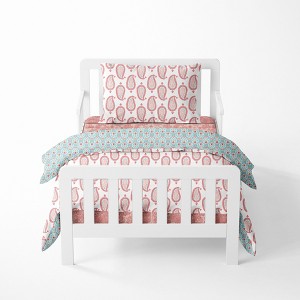 Bacati - Paisley Sophia Coral Aqua 4 pc Toddler Bedding Set - 1 of 4