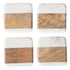 Storied Home Marble & Acacia Wood Coasters, White & Natural, Set of 4 - 4 of 4