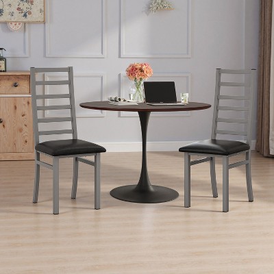 NicBex Metal Dining Chairs Set of 2/4,High Back Armless Chairs with Steel Legs and PU Leather Seats,Kitchen Chairs for Bedroom,Living Meeting Room