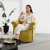 360° Swivel Boucle Barrel Chair, Upholstered Armchair with Gold Metal Legs, Comfortable Round Accent Chair for Living Room - Koiai - 3 of 4