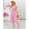 Women's Dress Casual Summer Spaghetti Strap Dress Button Down Sleeveless A Line Beach Swing Midi Sundress - 3 of 4