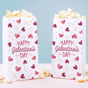 Big Dot of Happiness Happy Galentine’s Day Popcorn Bags with Hearts, Valentine’s Day Favor Treats Free-Standing Individual White Paper Bags - 25 Count - 1 of 4