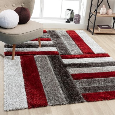 Luxe Weavers Lantanas Shag Geometric Area Rug, Modern, Stain Resistant, Plush Indoor Rug