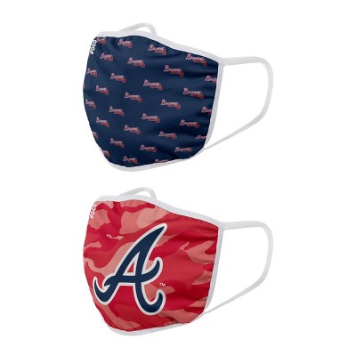 MLB Atlanta Braves Youth Clutch Printed Face Covering - 2pk