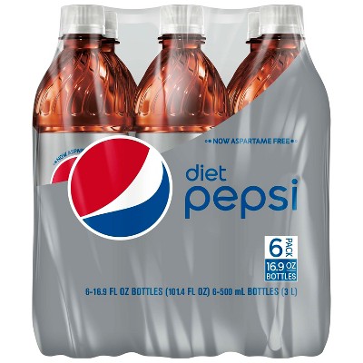 Diet Pepsi Cola Soda - 6pk/16.9 fl oz Bottles