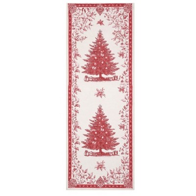 Polyester Washable Foldable Printed Christmas Tree Carpet, Festive Home Decor Rug