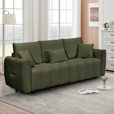 NicBex Couches for Living Room 38.1" Cloud Single Sofa Chair Teddy Fabric Upholstered 1-seat Modern Lounge Chair Sofa with a Pillow