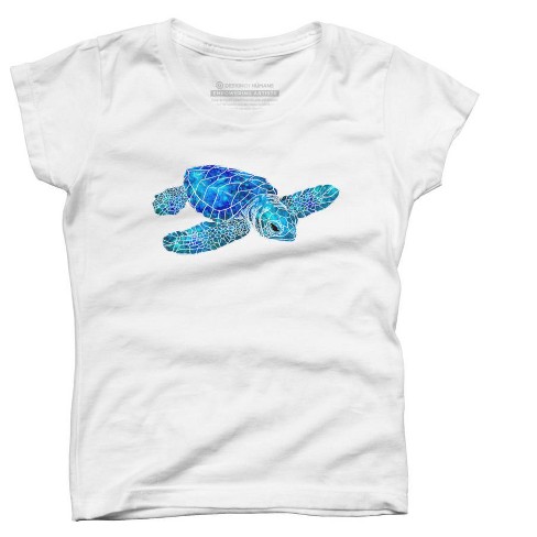 Girl's Design By Humans Watercolor Sea Turtle By Maryedenoa T-shirt ...