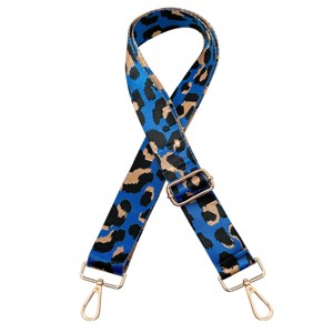 Wrapables Wide Adjustable Crossbody Handbag Strap, Women's Replacement Bag Strap for Purses, Blue Leopard Print - 1 of 4