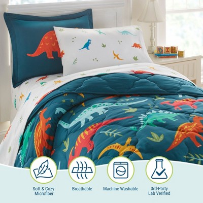 Jurassic Dinosaurs Blue Microfiber Twin Bedding Set