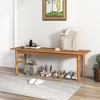 Tangkula 2 PCS Solid Wood Dining Bench Entryway Bench w/ Rubber Wood Legs for Bedroom Oak - 4 of 4