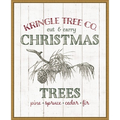 16" x 20" Christmas Tree Farm Sign by Wild Apple Portfolio Framed Canvas Wall Art - Amanti Art