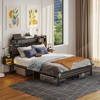 Bestier Queen Bed Frame with Horizontal Golden Stripe Storage Headboard - image 4 of 4