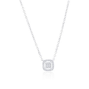 Diamonds D'Argento Sterling Silver Square Halo Diamond Necklace - (29 Stones) - Silver - 16+2 Inch - 1 of 2