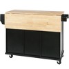 Maliang Kitchen Cart with Rubber wood Drop-Leaf Countertop, Kitchen Island on 5 Wheels with Storage Cabinet and 3 Drawers - 3 of 4