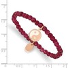 Chisel Stainless Steel and Satin Rose IP-plated YingYang 4mm Red Jade Beaded Stretch Bracelet - 3 of 4
