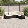 vidaXL 6 Piece Patio Sofa Set with Cushions Brown and Cream Poly Rattan - Without Table - 2 of 4