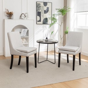 Set of 2 Dining Chairs, Upholstered Kitchen Chairs With Solid Wood Legs,Armless Dining Chairs,Indoor Furniture-Cuddlewood - 1 of 4