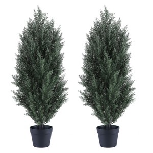 NicBex 2-Pack 35" Detachable Artificial Green Cypress Tree Tall Faux Plant, Indoor/Outdoor Decor, Easy Assembly - 1 of 4