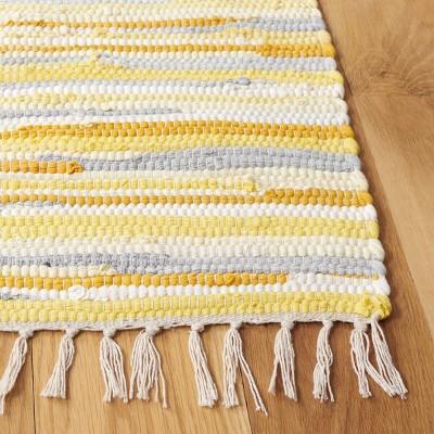 Handmade Gold and Multicolor Cotton Striped Area Rug 5' x 8'
