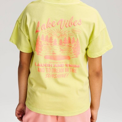 Детские Cat & Jack Girls' Short Sleeve Oversized 'Lake Vibes' Graphic T-Shirt - Cat & Jack™ Yellow M — фото 2