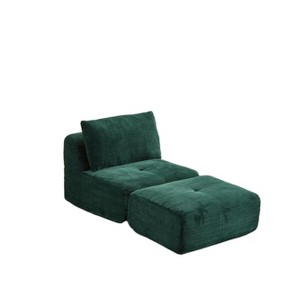 Whisen Modern Memory Foam Compressed Chaise Longue with Movable Ottoman Corduroy Fabric - 1 of 4