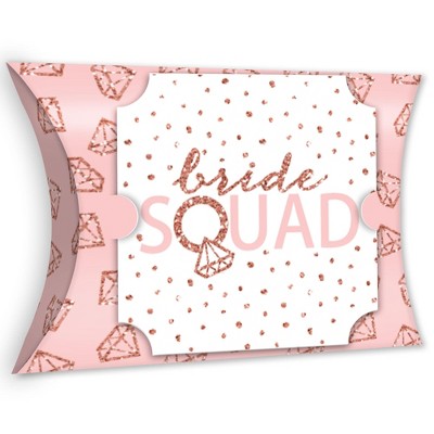 Big Dot of Happiness Bride Squad - Favor Gift Boxes - Rose Gold Bridal Shower or Bachelorette Party Large Pillow Boxes - Set of 12