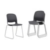 Racxily Set of 4 Stacking Chairs, Ergonomic Polypropylene Seat with Steel Frame, Black - 2 of 4