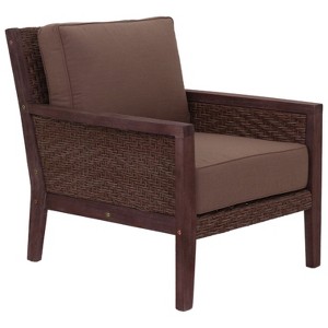 Courtyard Casual Buena Vista II Club Chair Stained Eucalyptus Wood KD  Sunbrella Fabric - 1 of 4