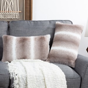 11x19” Plush Lumbar Pillows – Set of 2 Variegated Gray to White Pillow Inserts and Covers – For Bedroom or Living Room by Lavish Home - 1 of 4