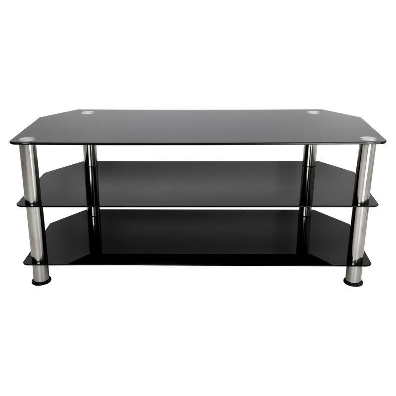 Glass Shelves TV Stand for TVs up to 55&#34; - Silver/Black, 1 of 5