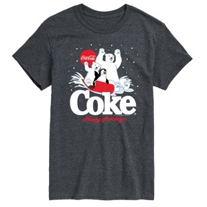 Men's - Coca Cola - Happy Holidays Sledding Short Sleeve Graphic T-Shirt - 1 of 4