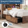 Homhougo Full Size Bed Frame with High Storage Bookcase Headboard, Wood Bed Frame with 4 Storage Drawers, Built in Charging Station, Brown - 4 of 4