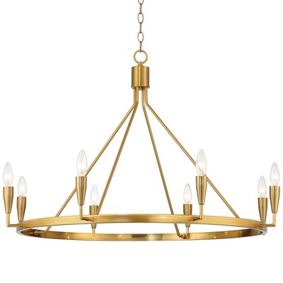 Possini Euro Design Covey Gold Ring Chandelier 36" Wide Modern Candles 8-Light Fixture for Dining Room House Foyer Kitchen Island