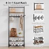 Coat Rack Shoe Bench with Hooks, Hall Trees Entryway Bench with Storage, Multifunctional Hallway Organizer - 2 of 4