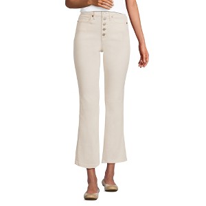 Lands' End Women's High Rise Denim Button Front Kick Flare Crop Jeans - 1 of 4