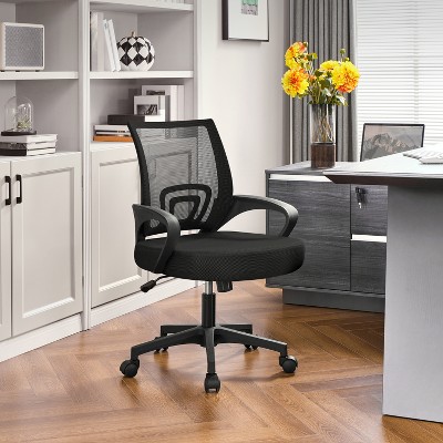Yaheetech Black Mesh Mid-Back Swivel Office Chairs, Set of 2