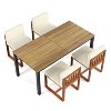 CAVINAS Small Dining Table Set for 4, Acacia Wood Picnic Table Modern Patio Table and Chairs Set with 4 Chairs for Patio, Teak+ Beige - 3 of 4