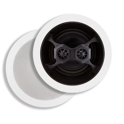 Monoprice 2-Way In-Ceiling Speakers - 6.5 Inch, Dual Input Stereo, Glass Composite Woofer (Pair) - Aria Series