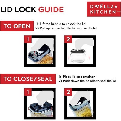 Clear Plastic BPA-Free Food Storage Containers with Black Lids, Set of 6